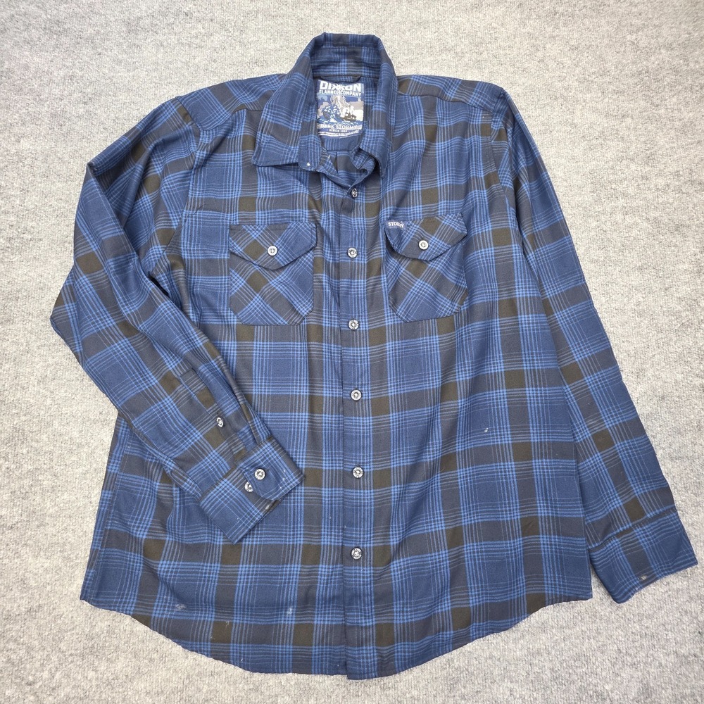 Dixxon Flannel Men's XL "Dark Stormy" Long Sleeve Black/Blue *Stains